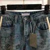 Moda impressão jeans feminino shorts jeans clássico designer azul calças curtas streetwear