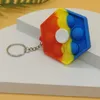 Keychains Rianbow Silicone Push Wholesae DIY Toys Car Key Rings Soft Kids Gifts Bag Pendant Relax Finger Chains