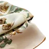 Sciarpe 110 cm Bordo arrotolato a mano Grandi scialli quadrati Sciarpa di seta di gelso con stampa castello giardino francese per fascia da donna