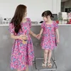 Family Matching Outfits Mother Daughter Floral Dress For Parent-Child Matching Flower Pattern Clothing Mom And Baby Girl Dresses Women Clothes 230506