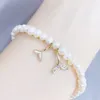 Charm Bracelets Wedding Zircon Bracelet Luxury 14k Gold-plated Butterfly Pearl Shell Mermaid Women Jewelry Girl Holiday Gift