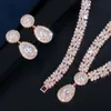 Pendant Necklaces CWWZircons Exclusive Dubai Gold Plate Jewellery Luxury Cubic Zirconia Necklace Earring Bracelet Party Jewelry Set for Women T053 230506