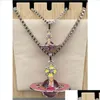 Pendanthalsband Empress Dowager Vivian Sier Edge Threensional Red Ring Purple Bead Meteor Size Halsband B8176 Drop Delivery Jewelr Dhn4y