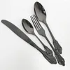Conjuntos de utensílios de jantar 24pcs/conjunto preto conjunto colher faca garfo de cozinha utensílios de mesa de mesa de mesa de restaurante 304 talheres de aço inoxidável