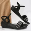 Sandaler kilar för kvinnor sommaren 2023 Abkle Buckle Platform Sandles Woman Thick Sole Gladiator Solid Casual Sandalias Mujer Black