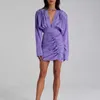 Robes décontractées Femmes Blackless Sexy Mini Robe Deep V Cou Bandage Plissé Wrap Hip Moulante