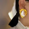 Boucles d'oreilles clou français rétro grande perle pierre irrégulière pour femmes bijoux 2023 couleur or métal géométrique Europe et amérique