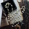 Pendant Necklaces Religious Christian Prayer Rosary Necklace Holy Grail Medal Beige Rice Beads Chain Crucifix Cross Church Baptism Jewelry