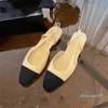 Designer -Klassiker Sandalen Hochwertige Frauen Hochzeitskleiderschuhe Sommer Dicke Heels Mode runde Kopfrutschen 100% Lederplattform Professionelle große Größe großer Größe