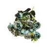 Flores decorativas Ramo de rosas clásico Decoraciones para el hogar Flor de seda artificial Boda 5 tenedores 10 cabezas