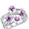 Cluster Ringe stapelbar Violett Tropfen Gänseblümchen Blume Zirkon Finger Schmuck Geschenk Kleber Ring