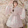 Costume a tema Kimono Style Kawaii giapponese carino Op Lolita Dress Lovely Sweet Girl Maid Loli Abbigliamento Party Anime manica lunga fiocco autunno