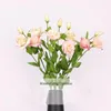 Flores decorativas 3 Head Feel Hidratante White Eustoma Flower Decoraciones artificiales para arreglos de boda Home Living Room Table Decor