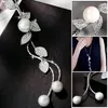 Pendant Necklaces Fashion Personality Leaves Summer Imitation Pearl Tassel Sweater Chain Long Paragraph Hundred Matching Necklace