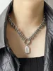 Pendant Necklaces PerisBox Large Square Natural Freshwater Pearl Chunky Chain Necklace for Women Vintage Elegant Baroque Pearls 230506