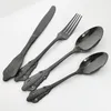 Conjuntos de utensílios de jantar 24pcs/conjunto preto conjunto colher faca garfo de cozinha utensílios de mesa de mesa de mesa de restaurante 304 talheres de aço inoxidável