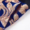 Herrenanzüge Blazer Europäische Größe Blazer Hosen Mode Ausgezeichneter blauer Samt Gold Pailletten Hochzeit Bräutigam Kleid 2-teiliges Set 230506