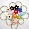 Kleine gebreide bloem met nylon hoofdband babymeisje pasgeboren haak haarbloem voor infantil hoofddeksels foto prop haar accessorie