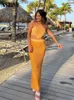 Spódnice Nsauye 2022 moda dzianiny Y2K estetyczne Boho impreza na plaży wysokiej talii długa sukienka Sexy kobiety Hollow Out Maxi spódnica w stylu Vintage lato T230506