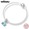 Charms Wostu 925 Sterling Silver Colorful Sewing Machine Charm Bead Pendant Fit Original Armband Halsband för kvinnors smycken CQC2224 230506
