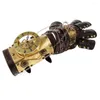 Fliegen Vintage Steampunk Nieten PU-Leder-Armband Gold-Metall-Manschette Handschuhe Kostüm-Stütze