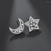 Brincos de garanhão estrela e lua Earing for Girls Party Wedding Party Bijoux Moda assimetria CZ Stone Momen Ladies Jewellery Gift