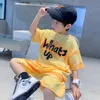 Family Matching Outfits 2023 Boys Summer Quick dry Suit Children Streetwear Boy Short Sleeve TShirt Shorts Two piece Sports Set Baby Loose 230506