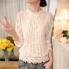 Women's Blouses Shirts Summer Casual White Lace Clothing Fashion Long Sleeve New Tops Shirts for Women Elegant Black O-neck Blouse Ladies Blouses 51C P230506
