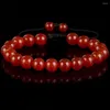 Strand 6/8mm Natural Red Agates Bracelet Adjustable Braided Rope Bangles For Men Women Jewelry Gift Healing Energy