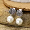 Boucles d'Oreilles Thai Argent S925 Nacre Naturelle Femme Mode Mignon Modèles Hypoallergéniques