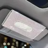 Yükseltme Lüks araba vizör doku tutucu kristaller kapak kasa klip deri muhteşem arka koltuk kasası bling araba aksesuarları kadın için