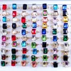 Colorful 10 * 14mm glass crystal Ring Mixed Style Size Color KC Gold for men women