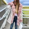 Manteau Parka d'hiver grande taille pour femmes épaissir chaud fausse fourrure à capuche surdimensionné couleur unie all-match rue mode veste