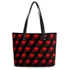 Evening Bags Cute Red Heart Handbags Black Paws Print Grocery Tote Bag Women Elegant Shoulder Designer Top-Handle PU Leather Shopper