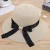 Chapeaux à bord large baquet de seau de plage de plage d'été pour femmes ruban plateau bowknot élégant luxe sombreros de mu w7n3