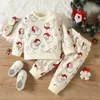 Kläder sätter Baby Boys Girls Matching Christmas Prints Clothes Top T Shirt Pants Winter Outfits 6 månads jacka