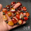 Strand Natural Agate Silk-wrapped Red Drum Beads Bracelets Fashion Striped For Men And Women.