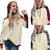 Women's Hoodies 2 Pieces Suit Set Female Plaid Long Sleeve Hooded Pullover Pants For Spring Fall Black/Red S/M/L/XL