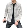 Men's Jackets 2023 Autumn Anorak Loose Coat Korean Top Casual Jacket Japanese Tooling Big Pocket Cotton Blue Recommend