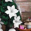 Decoratieve bloemen 24 pc's kerstboom glitter bloem decor nep