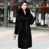 Women's Fur Women's Winter Mink Coat Warm Black With Mid-length Collar Plus Size Thick And Elegant