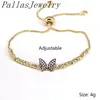 Chain 10Pcs Gold Plated Colorful Cubic Zircon Butterfly Charm Bracelets Design Delicate Link Bracelet for Women Girl 230506