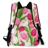 Рюкзак, где Tulip Tulip Floral Print Children Daily Daily Women Canvas Travel Bag Teenagers Schoolbag Mochila Drop