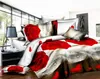 Bettwäsche-Sets 4-teilige Tagesdecke Zimmer Dekorative 3D-Rote Rose Winter-Bettwäsche-Set Bettbezug Flachbettlaken Kissenbezug Housse De Coquette King 230506