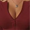 女性用Tシャツの女性Tシャツ春秋の服リブ付きリブ編み長いスリーブクロップトップジッパーデザインティーセクシーな女性スリムブラックホワイトトップ230505
