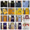 Autentyczny zszyty koszulki do koszykówki retro #24 #8 Jersey Yellow Black Man Rozmiar