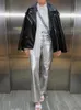 Женские брюки S Traf Faux Leather Pant Серебряная высокая талия для женщин.