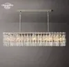 Marignan Lustres rectangulaires modernes en verre transparent suspendus pour salon salle à manger cuisine îlot lampes suspendues Lustre