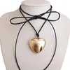 Ras du cou DIEZI élégant grand coeur clavicule corde chaîne collier pour femmes filles coréen noir velours cadeau 2023 Y2K bijoux