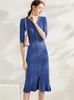 ドレスvneckボタン不規則なイブニングドレス気質ジョーカーワンピース編みセクシーなボディーコンドレス女性服2022年秋